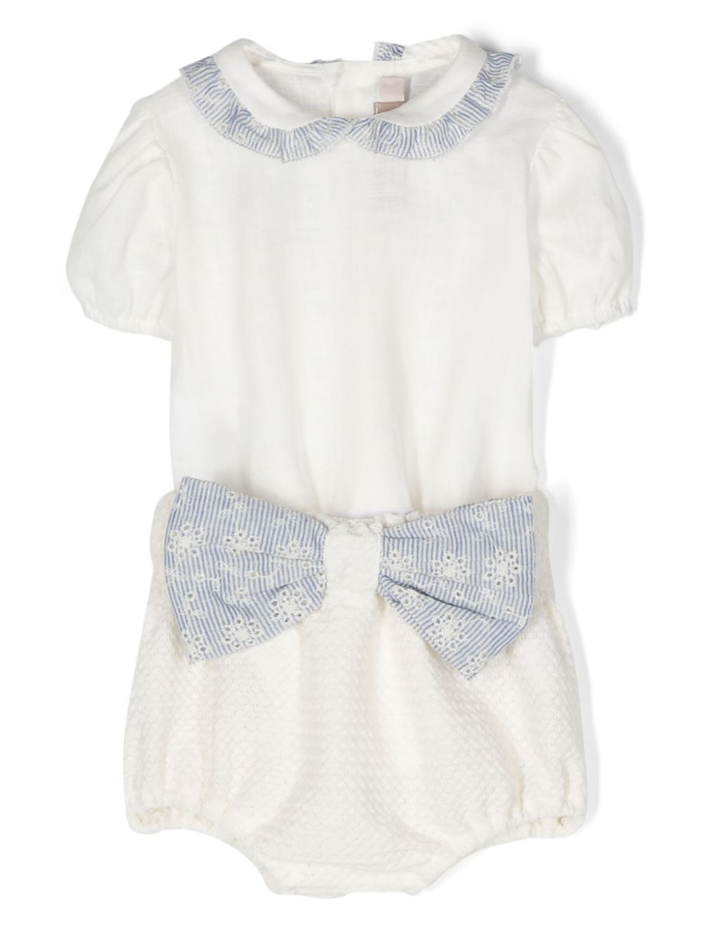 Oversized-bow shorts set - Neutrals