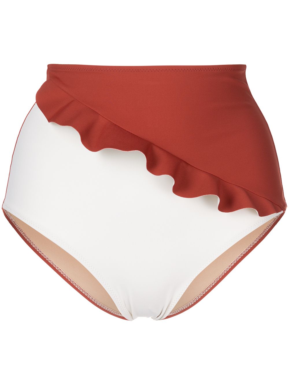 Ruffle-trim bikini briefs - Brown