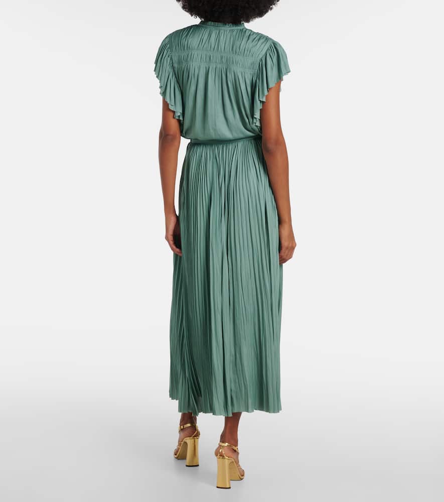 Lulu satin plissé maxi skirt