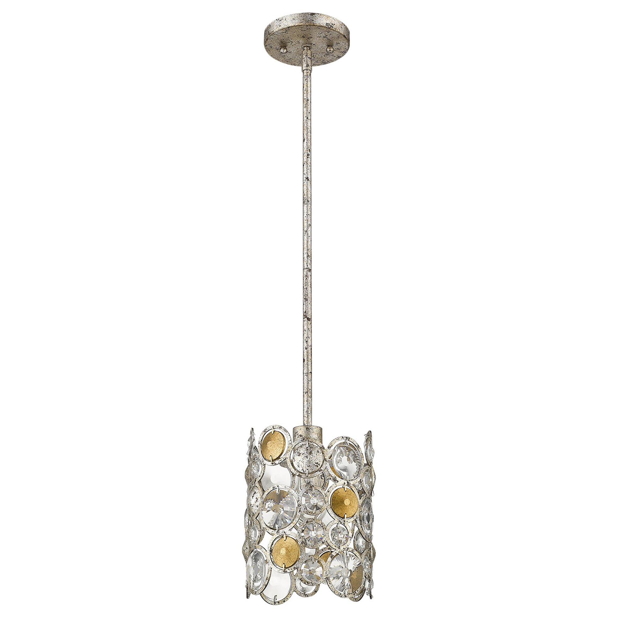Antique Silver Leaf One Light Pendant from the Vitozzi Collection