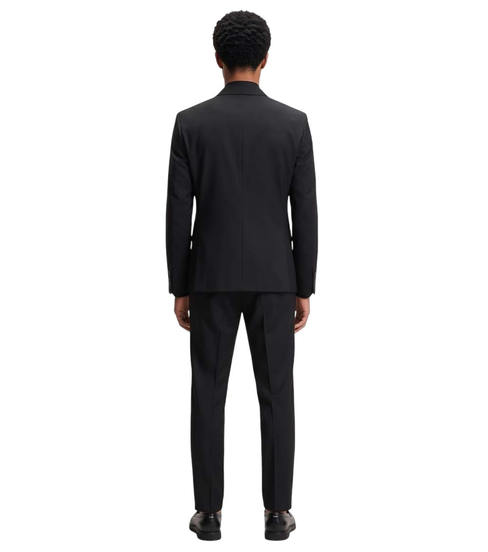Black Solid Notched Lapel Jacket