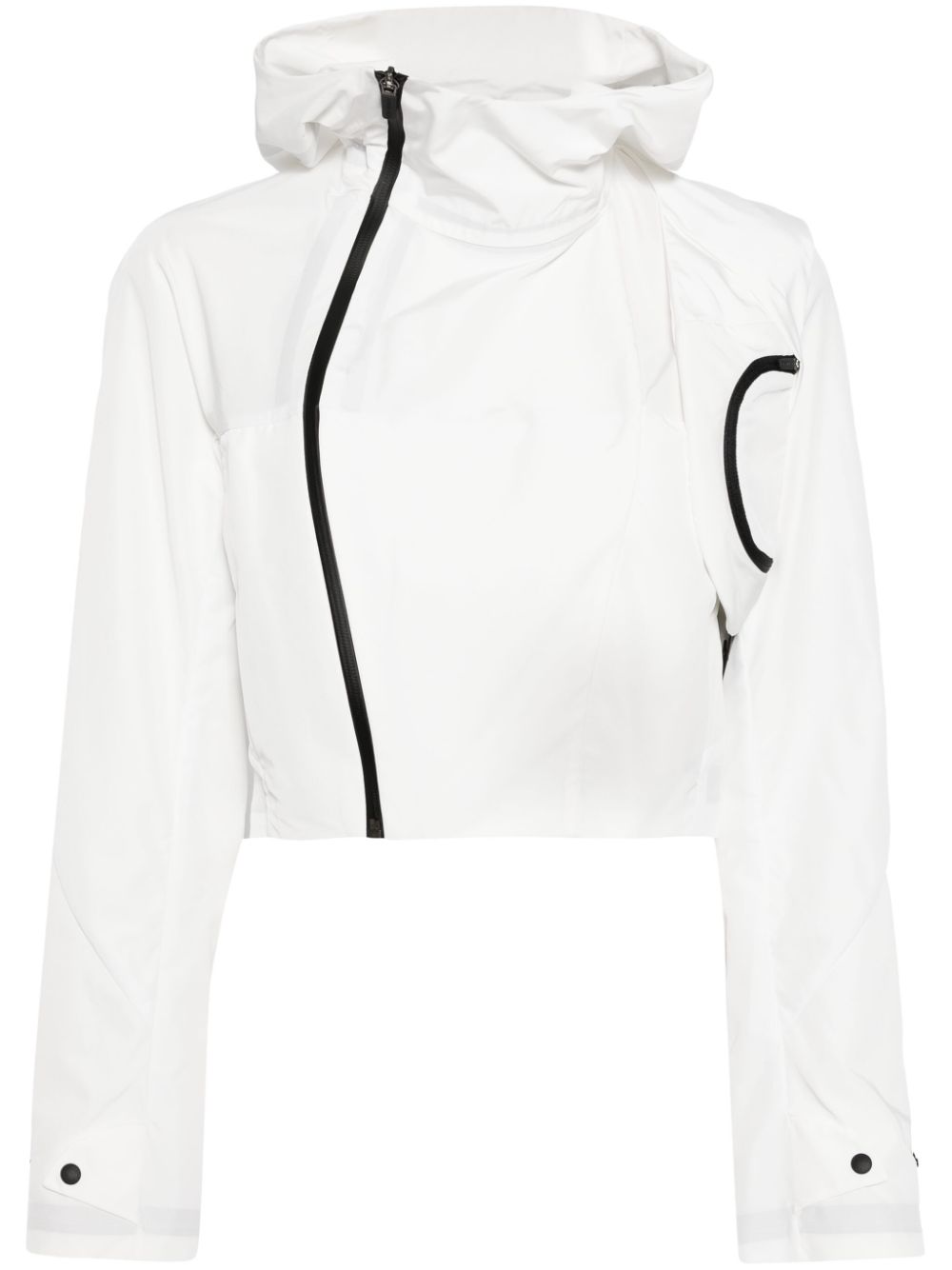 Hooded cropped shell jacket - White