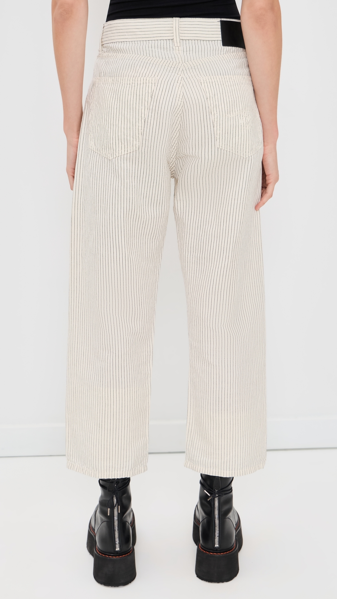 X-BF 5-Pocket Pants White With Black Mini Stripe