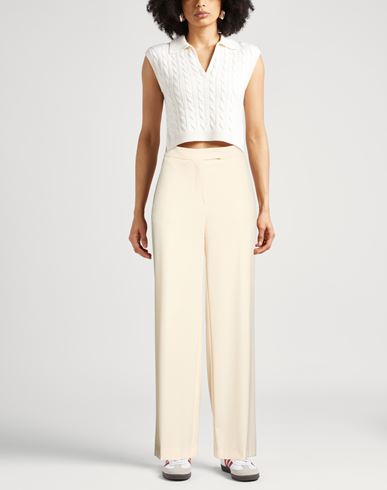 Woman Pants Cream Size 10 Polyester, Viscose, Elastane