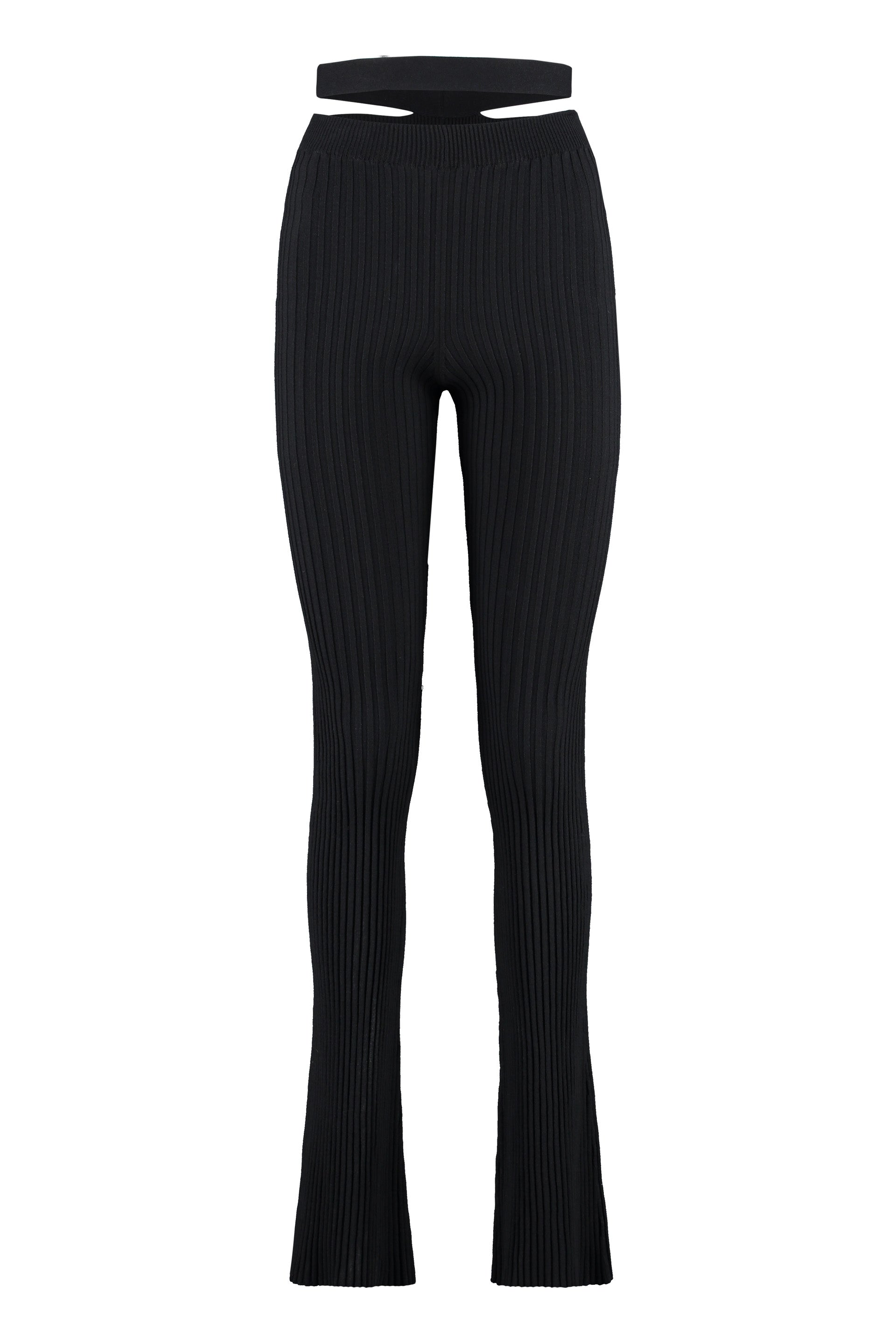Ribbed-knit Flared Trousers