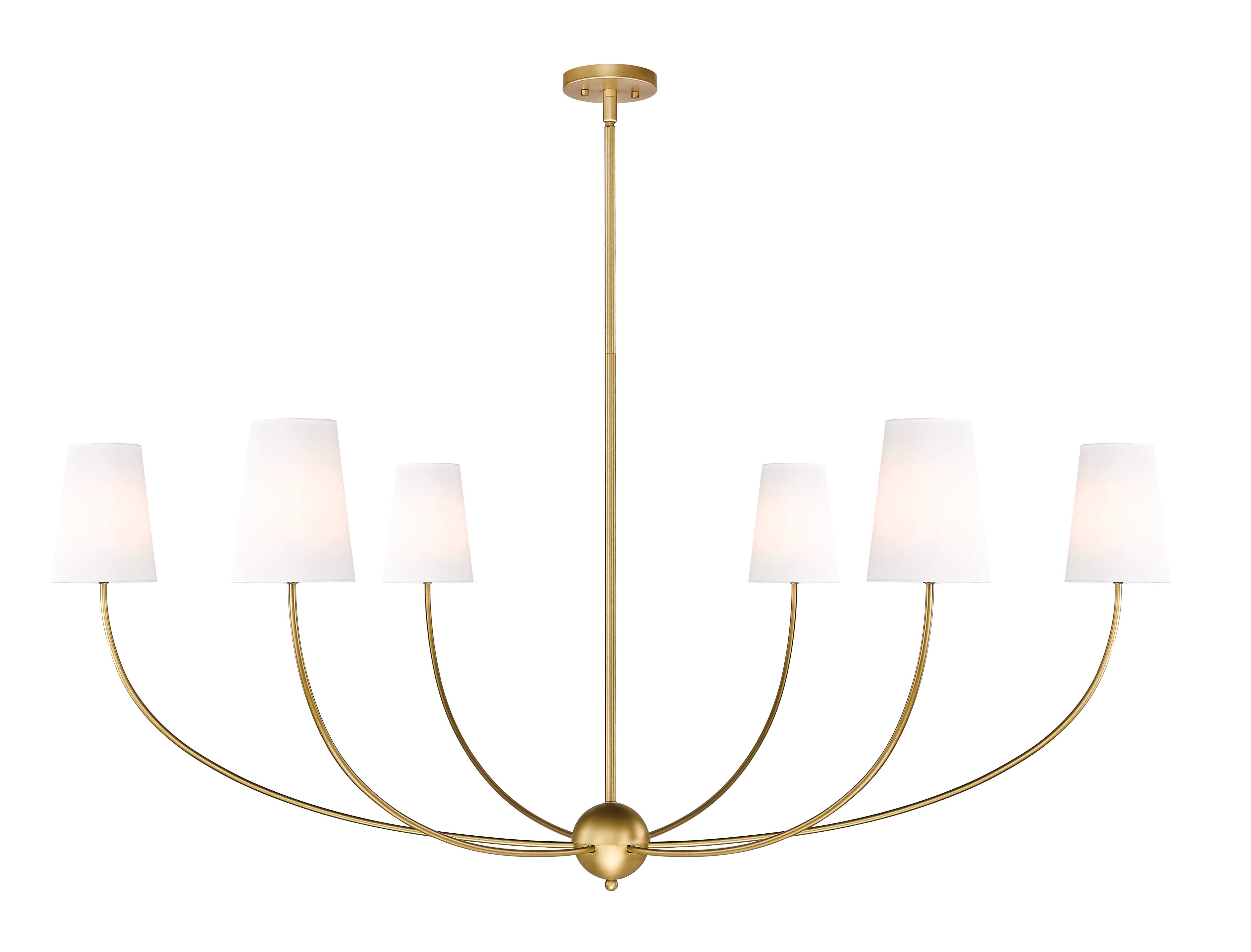 Rubbed Brass Six Light Chandelier from the Shannon Collection
