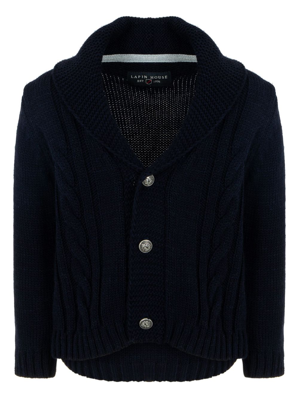 Shawl-lapel knitted jacket - Blue
