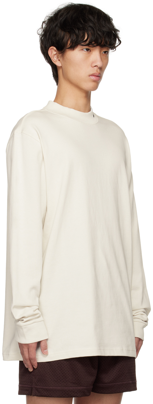 Beige Rib Long Sleeve T-Shirt