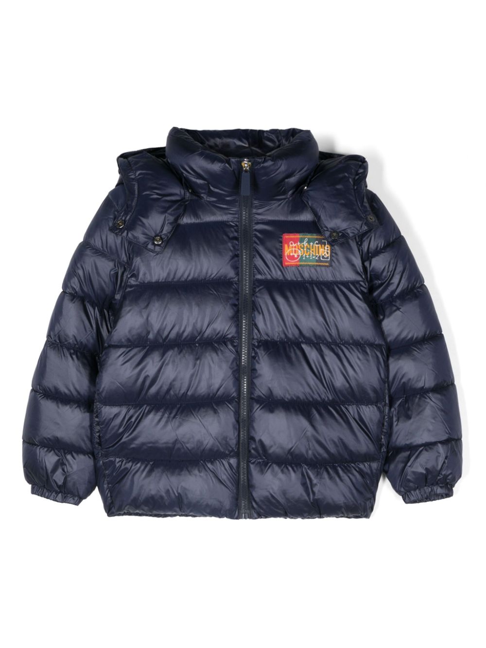 Logo-appliqué puffer jacker - Blue