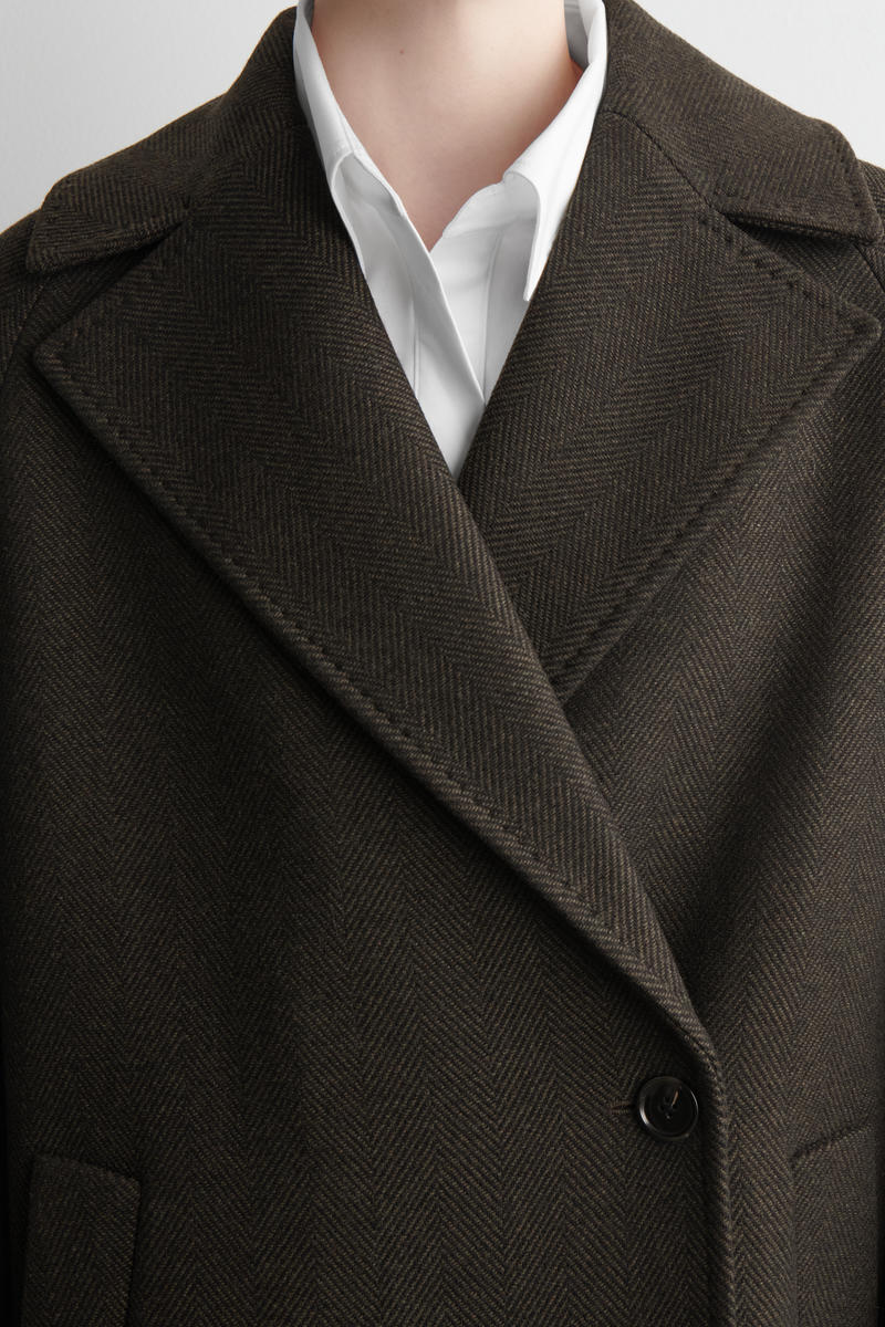 Oversized Double-Breasted Wool Long Coat