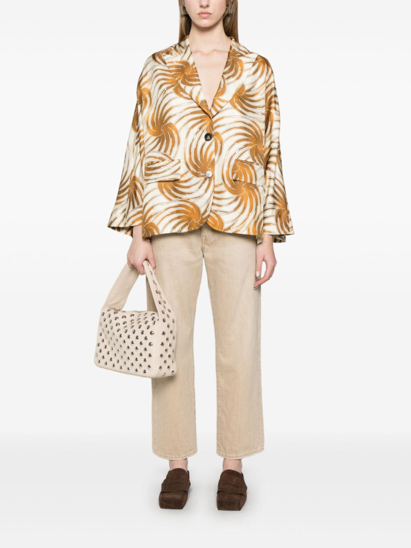 ALBERTO BIANI- Printed Silk Caban Jacket