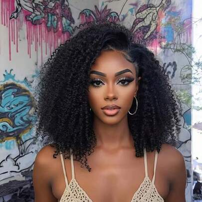 Glueless Wigs Human Hair Half Wig Upgrade 1 Half Wig With Drawstring Seamless Clip Ins Flip Over Kinky Curly Human Hair No Glue No Lace Wig For W