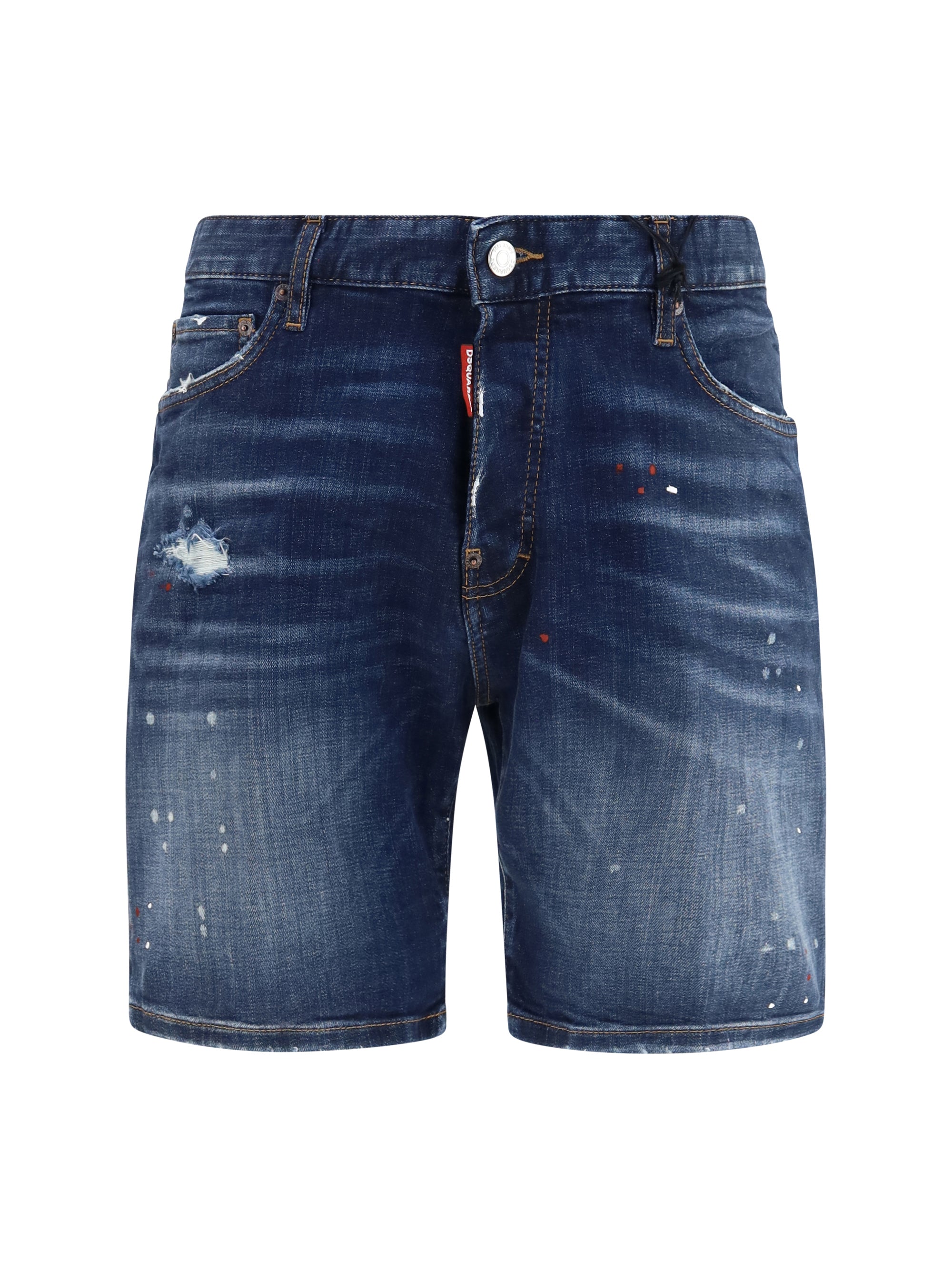 Distressed Denim Bermuda — Navy