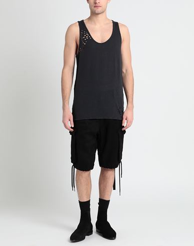 Man Tank top Charcoal Size M Linen, Viscose