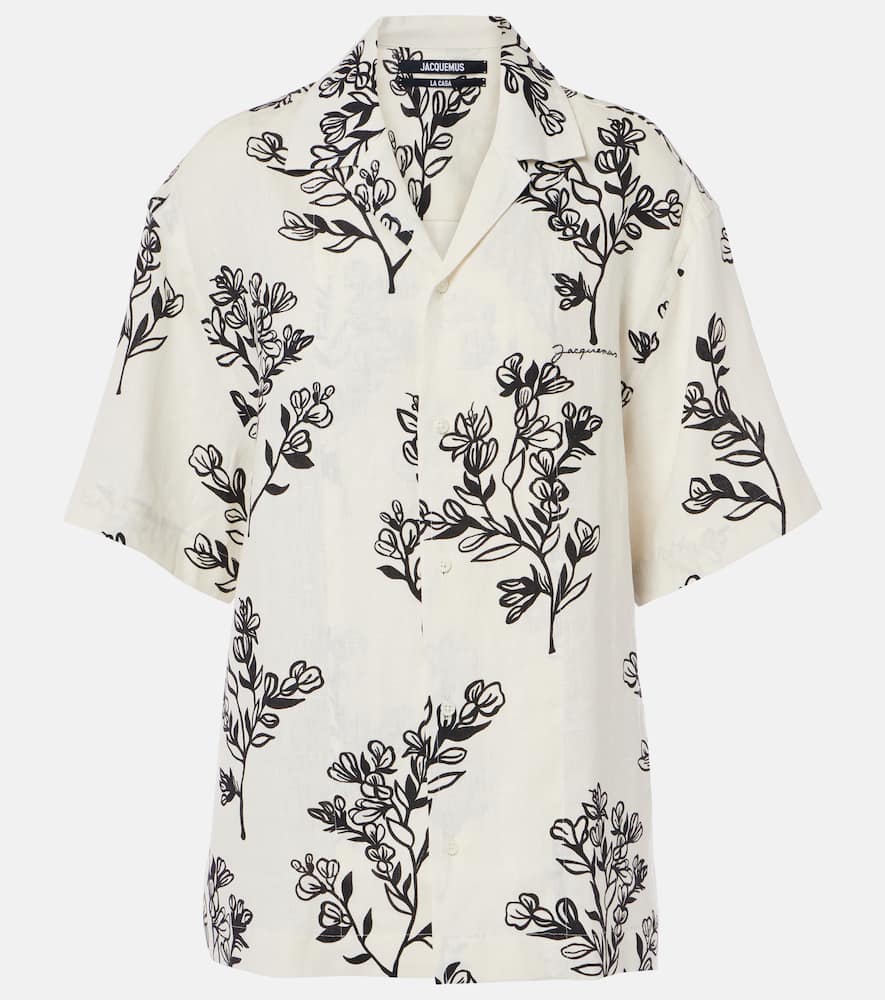 Jean floral linen bowling shirt