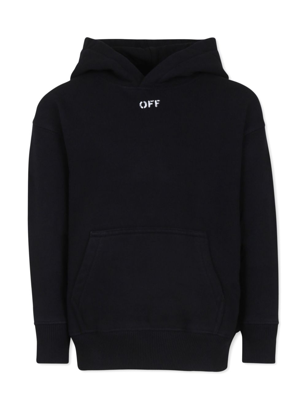Off-stamp cotton hoodie - Black