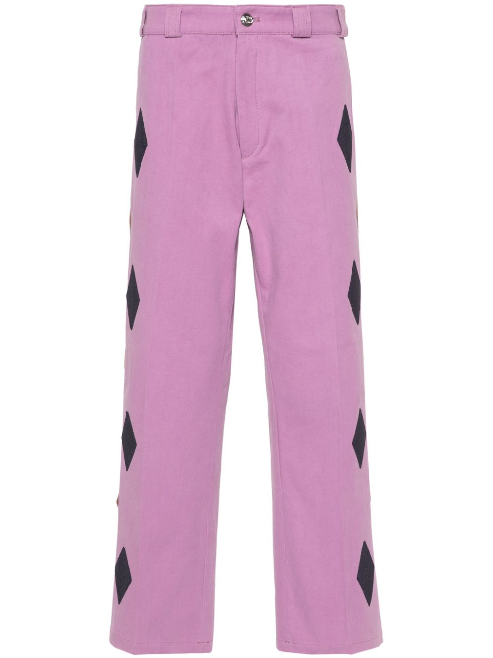 Bead-embellished straight trousers - Purple