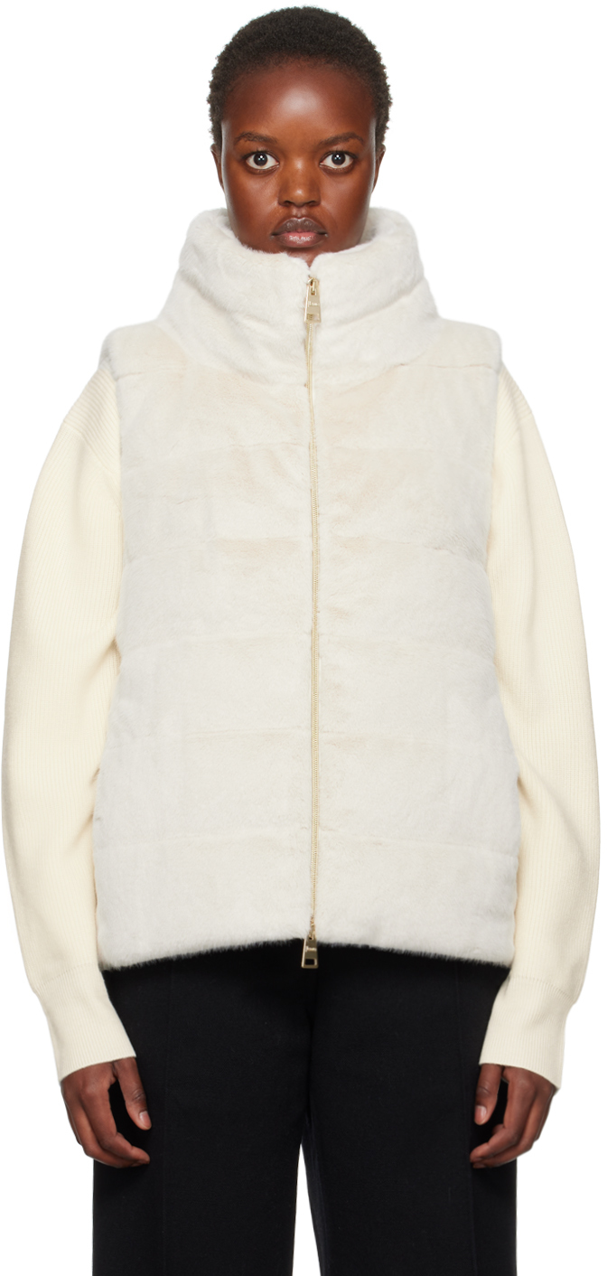 Herno Beige Lady Faux-Fur Down Vest