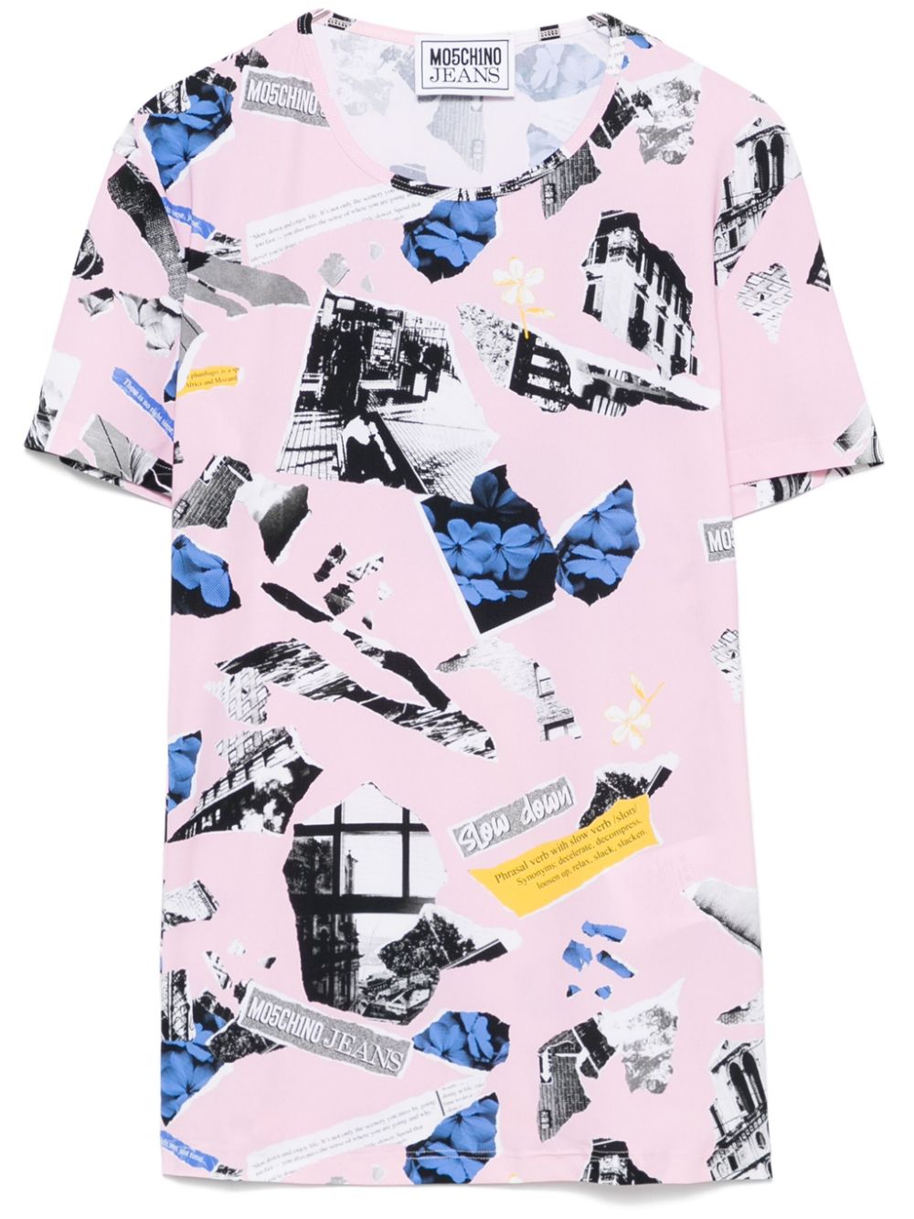 Patchwork-print T-shirt - Pink