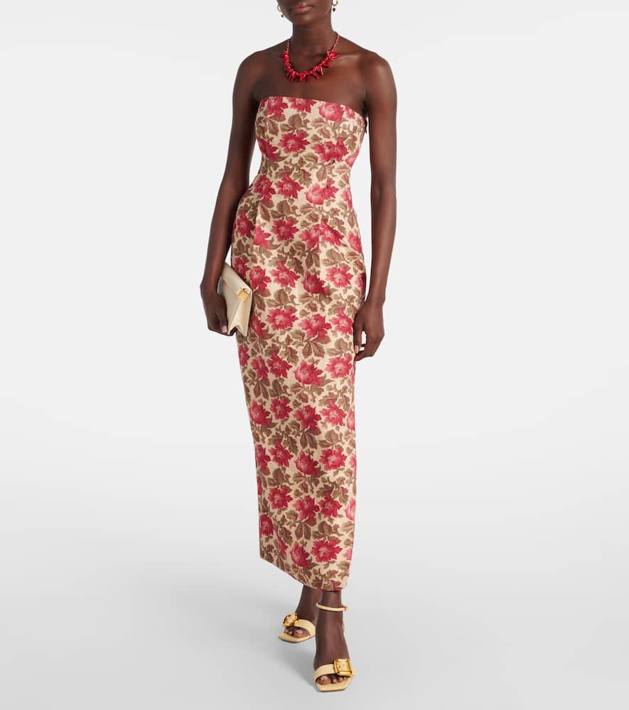 Rosalie floral linen bustier dress