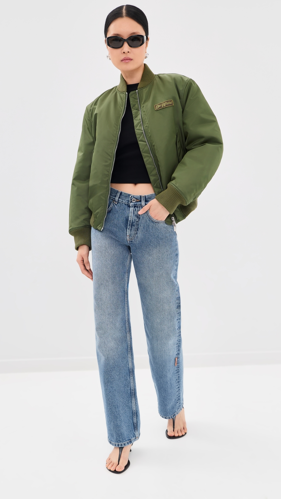 Embroidered Nylon Bomber Jacket Beech