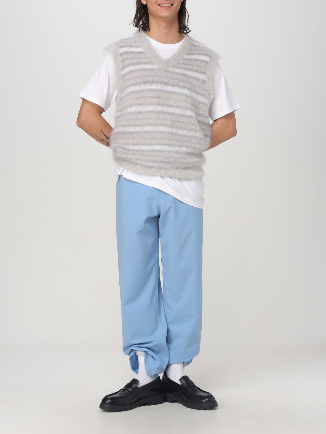 Mending-logo straight-leg trousers - Black