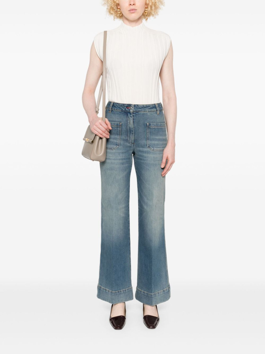 Blue Stretch jeans with logo patch