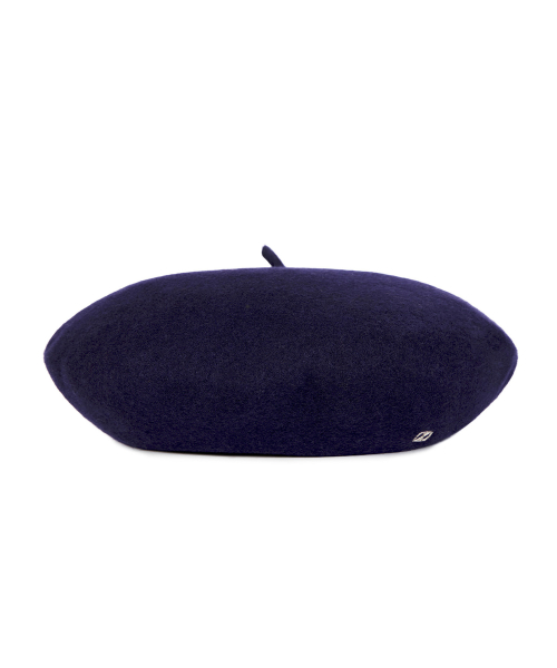 VA square studded wool beret navy