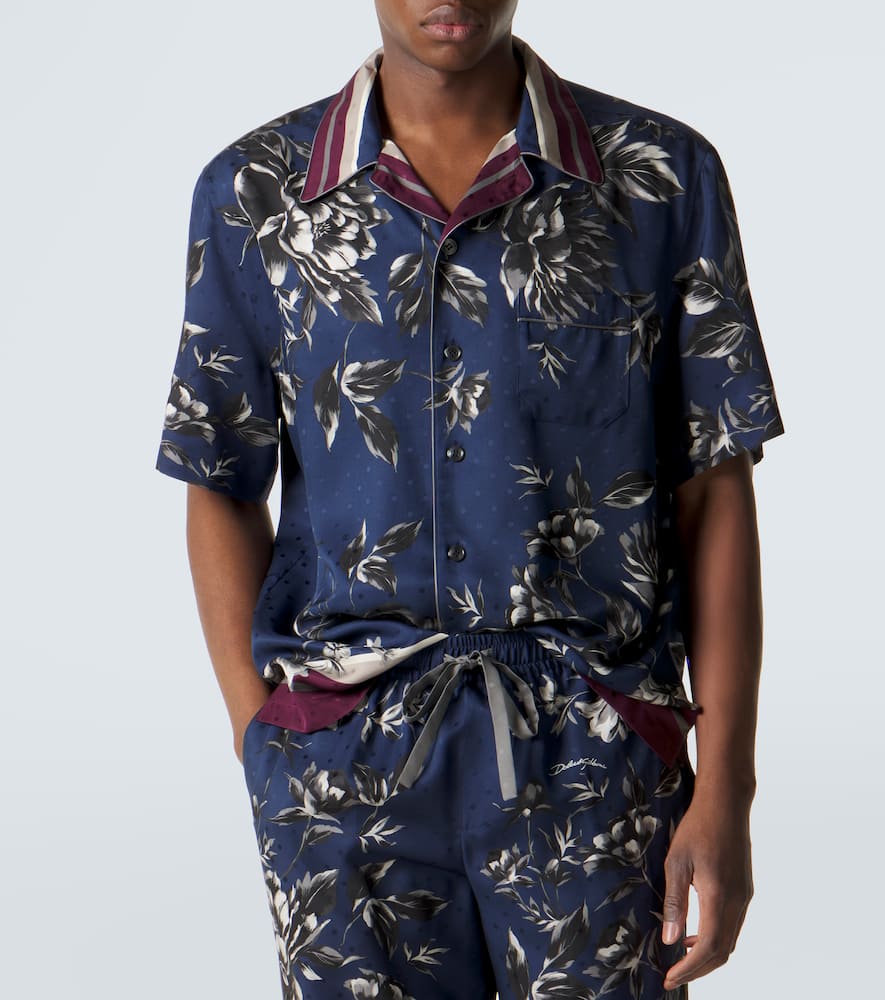 Printed silk bowling shirt