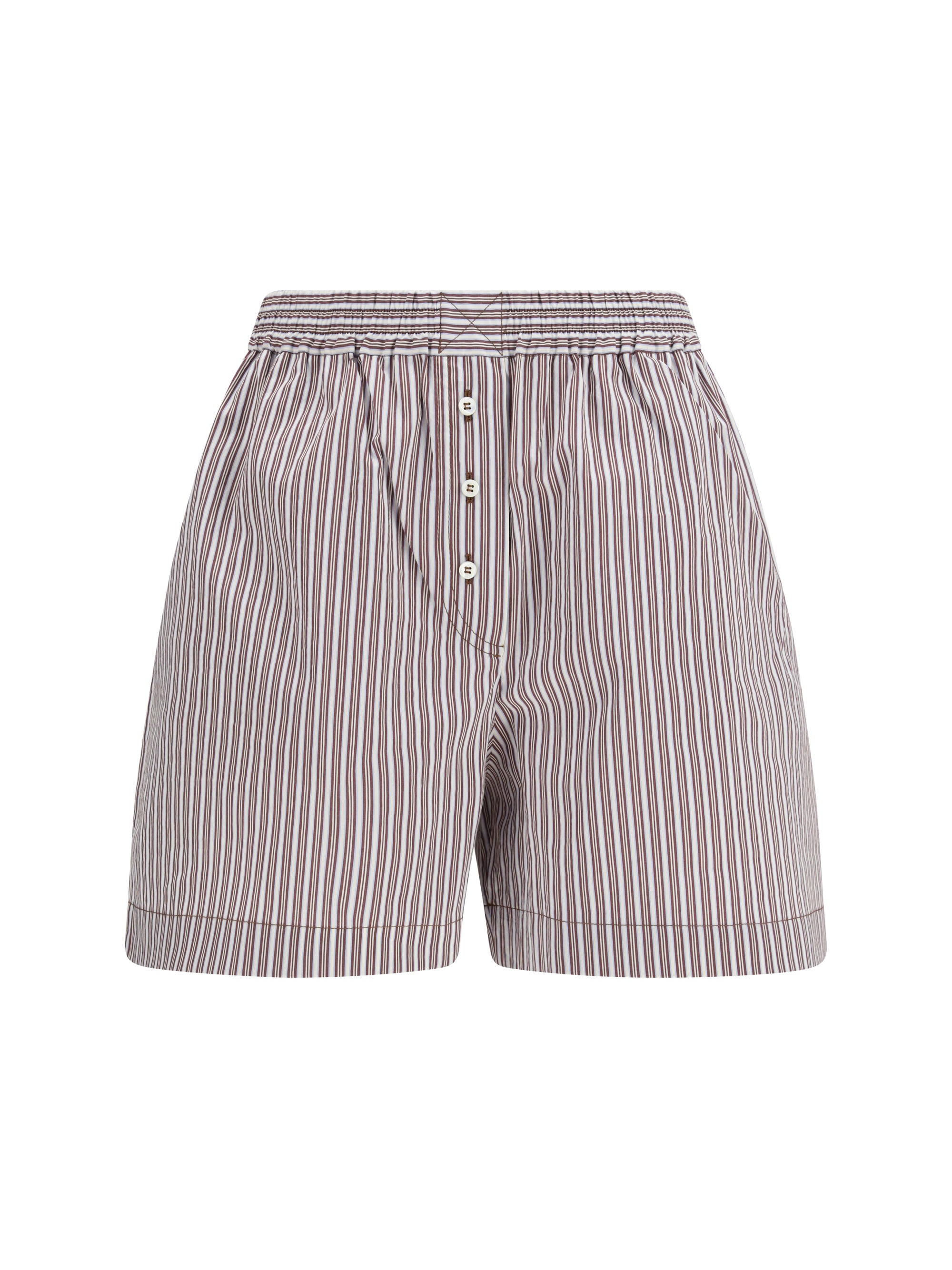 Striped Silk-Cotton Bermuda Shorts — White