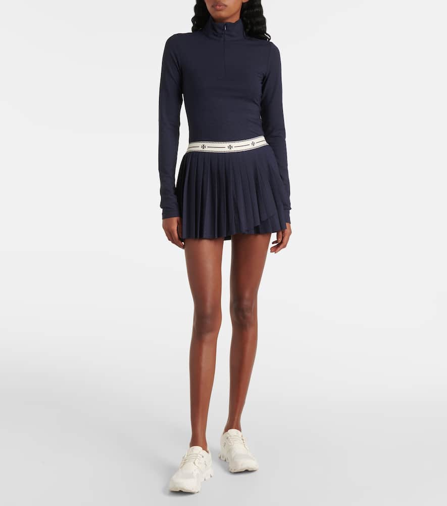 Pleated jacquard miniskirt