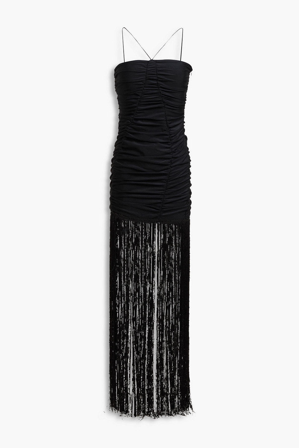 Fringed sequined jersey maxi dress