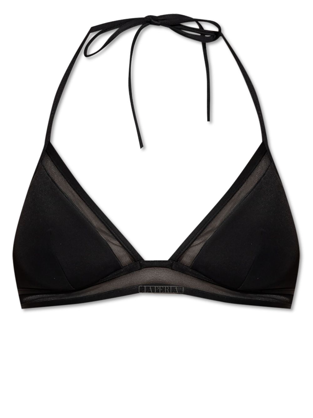 Logo-plaque panelled bikini top - Black