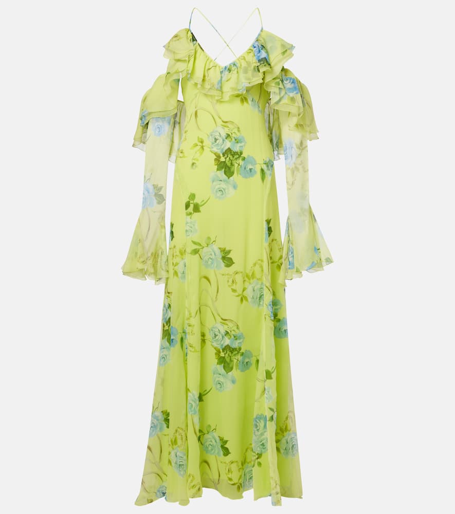 Floral silk crêpe maxi dress