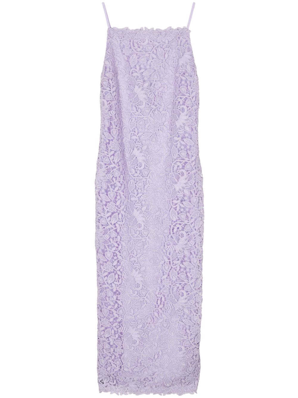 Floral-lace square-neck dress - Purple