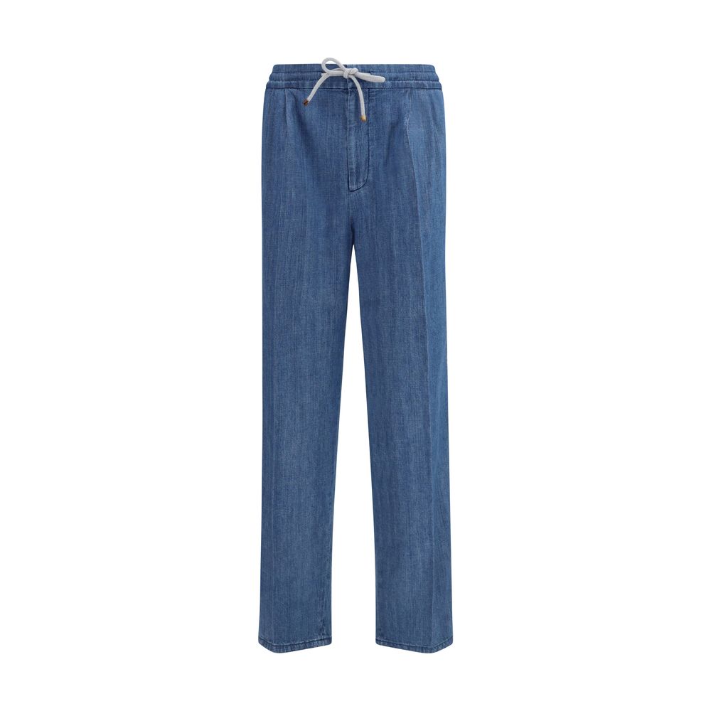 Lightweight Denim with Drawstring Joggers — Blue