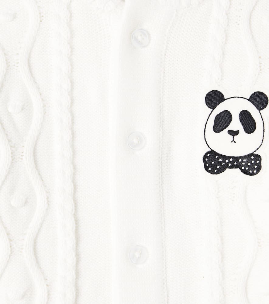 Mini Rodini Baby Panda cable-knit cotton onesie