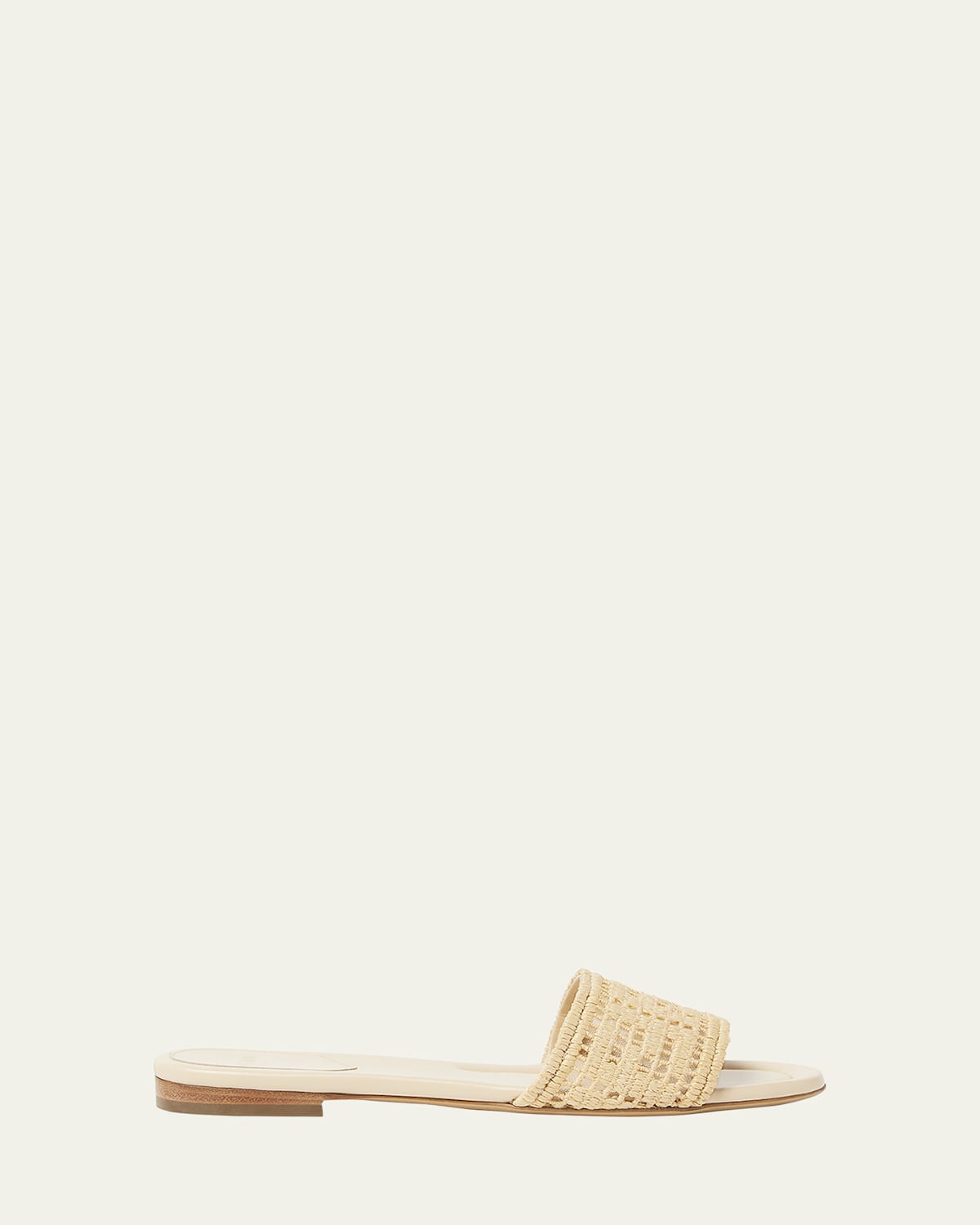 Sunshine FF Raffia Leather Slide Sandals