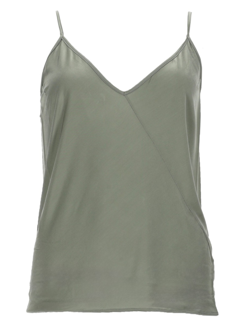 Grey Solid V Neck Top