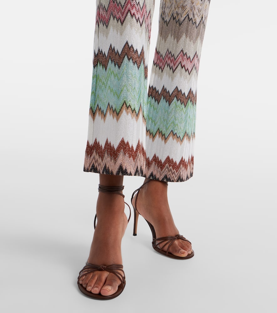 Zigzag lamé cropped straight pants