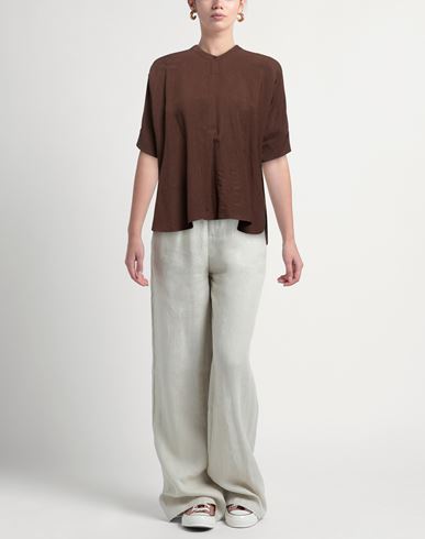 Woman Top Chocolate brown Size 2 Viscose, Linen