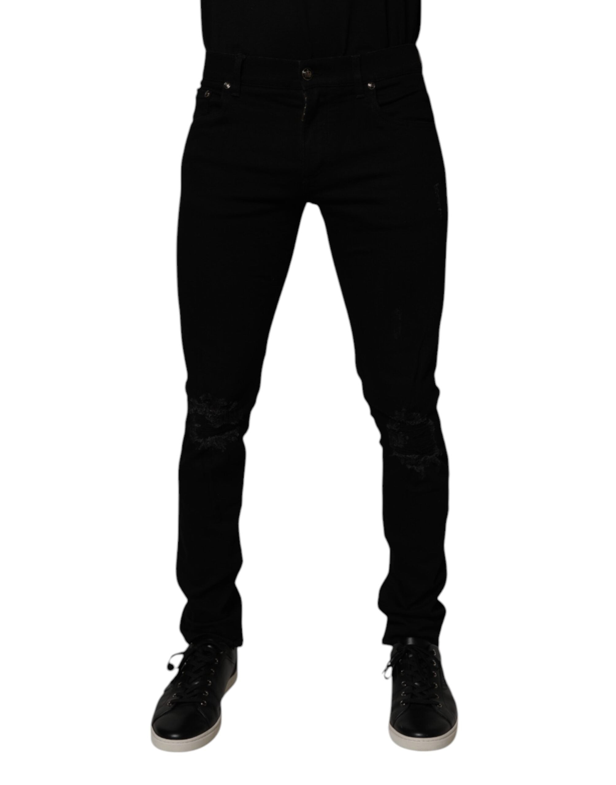 Cotton Stretch Skinny Jeans — Black