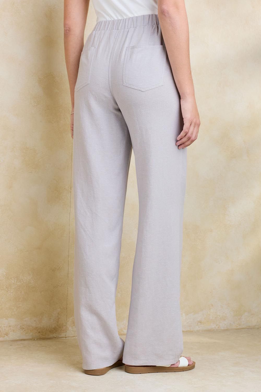 Cotton Traders Linen Blend Relaxed Fit Trousers 29" Inside Leg In Mid Grey