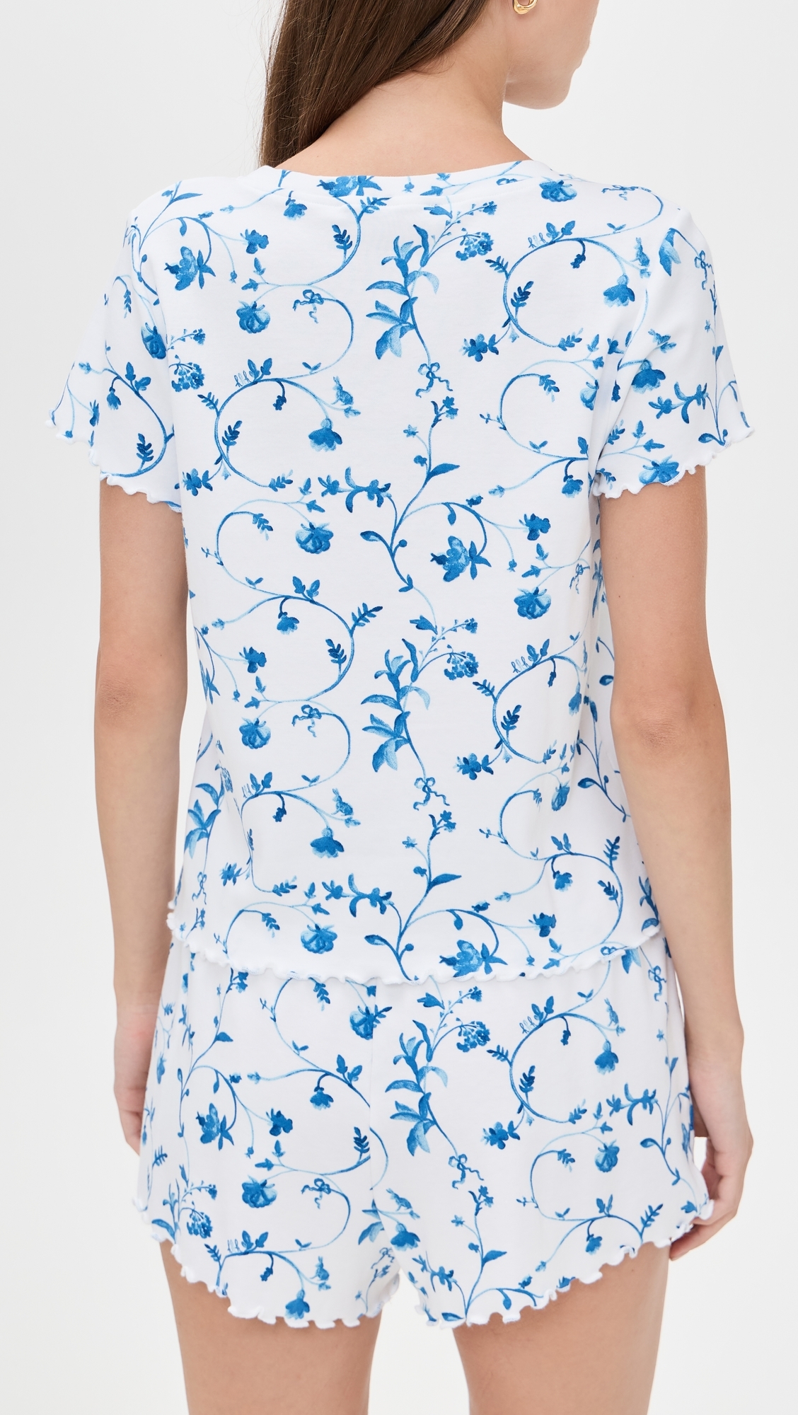 The Nina Short Pajama Set Blue Botanical