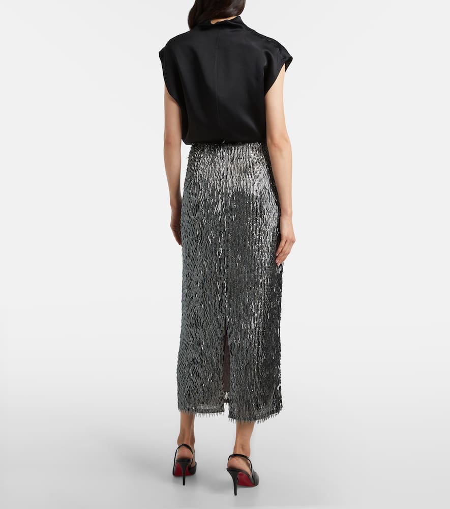 Sequined high-rise pencil skirt
