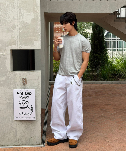 Curved Side Panel Cotton Pants
