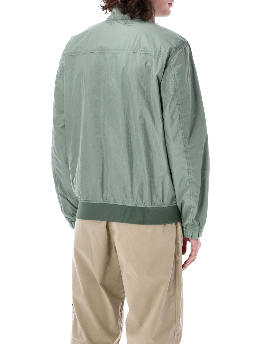 Green Crinkle Bomber Jacket