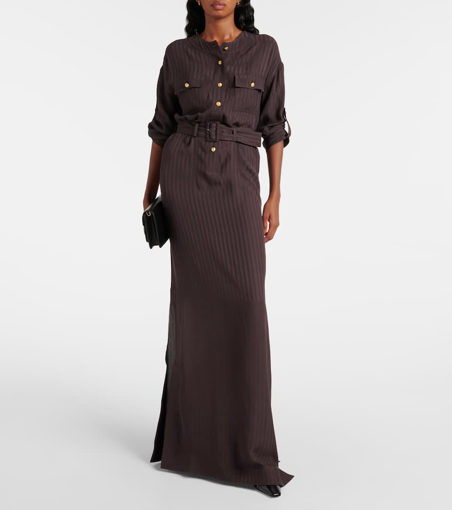 Striped belted shirt dress