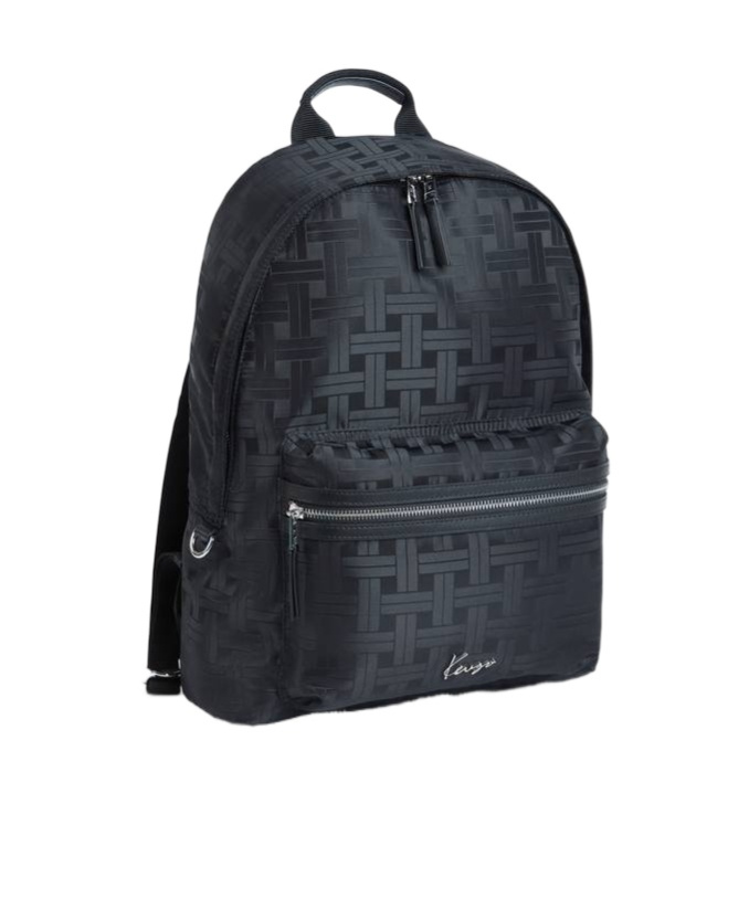 Woven-Pattern Zipped Backpack