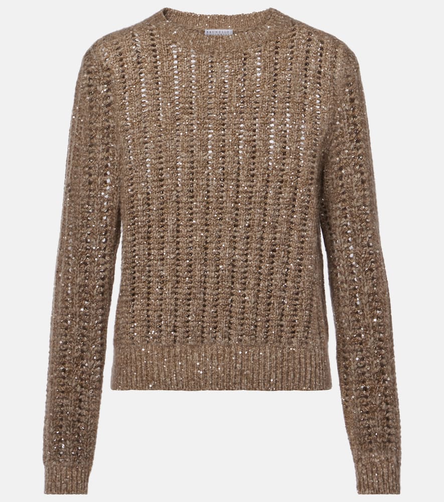 Open-knit sequined sweater